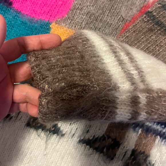 Vintage 80s figurines colourful hand knit aztec folk alpaca sweater GUC - Picture 14 of 14